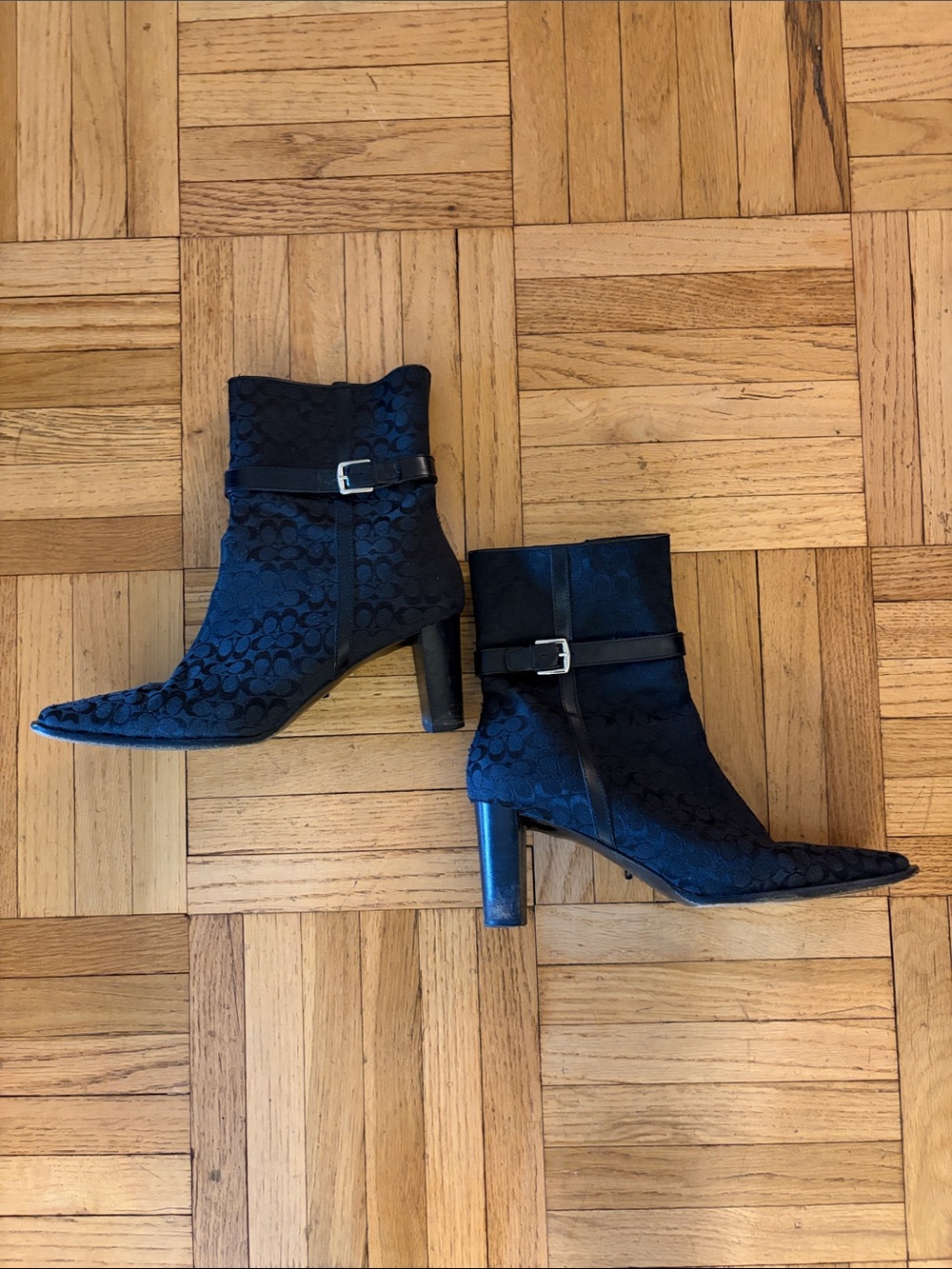 Coach Vintage Black Ankle Boots with Buckle Strap